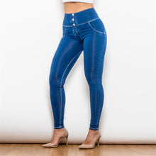 Load image into Gallery viewer, Shascullfites Melody Tailored Woman Denim Pencil Pants Stretch Jeans High Waist Pants Women Button Push Up Jeans Scrunch Bum Leggings
