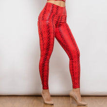 Load image into Gallery viewer, Shascullfites lulu High Waist Red Snake Pattern Printing Skinny Long Pants Sexy Elastic Push Up Leggings
