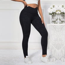 Load image into Gallery viewer, Shascullfites Melody X Cross Black Polyamide Camo V Shape Leggings Bum Lift Leggings Booty Leggings Printed Leggings
