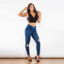 Load image into Gallery viewer, Shascullfites Melody Blue Washed Ripped Lifting Jeggings Push Up Butt Booty Female Middle Waist Jeans Women&#39;s Pants
