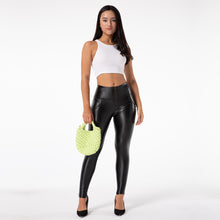 Load image into Gallery viewer, Shascullfites Tailored Butt Lift PU Leather Pants Slim Leather Leggings Fleece High Waist Women Black Elastic Leggings for Fitness
