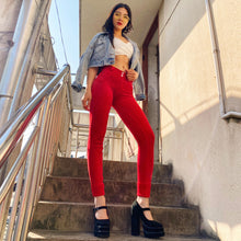 Load image into Gallery viewer, Shascullfites Melody Tailored Straight Leg Women&#39;s Pants Skin tight Velvet Pants Vintage Autumn Women&#39;s Clothing Middle Waist Red Chenille Pants Woman
